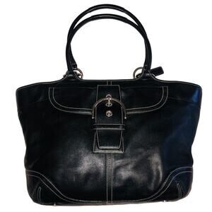 Vintage Coach Soho 5570 Large Carry All Bag Black Y2K Contrast Stitch Buckle